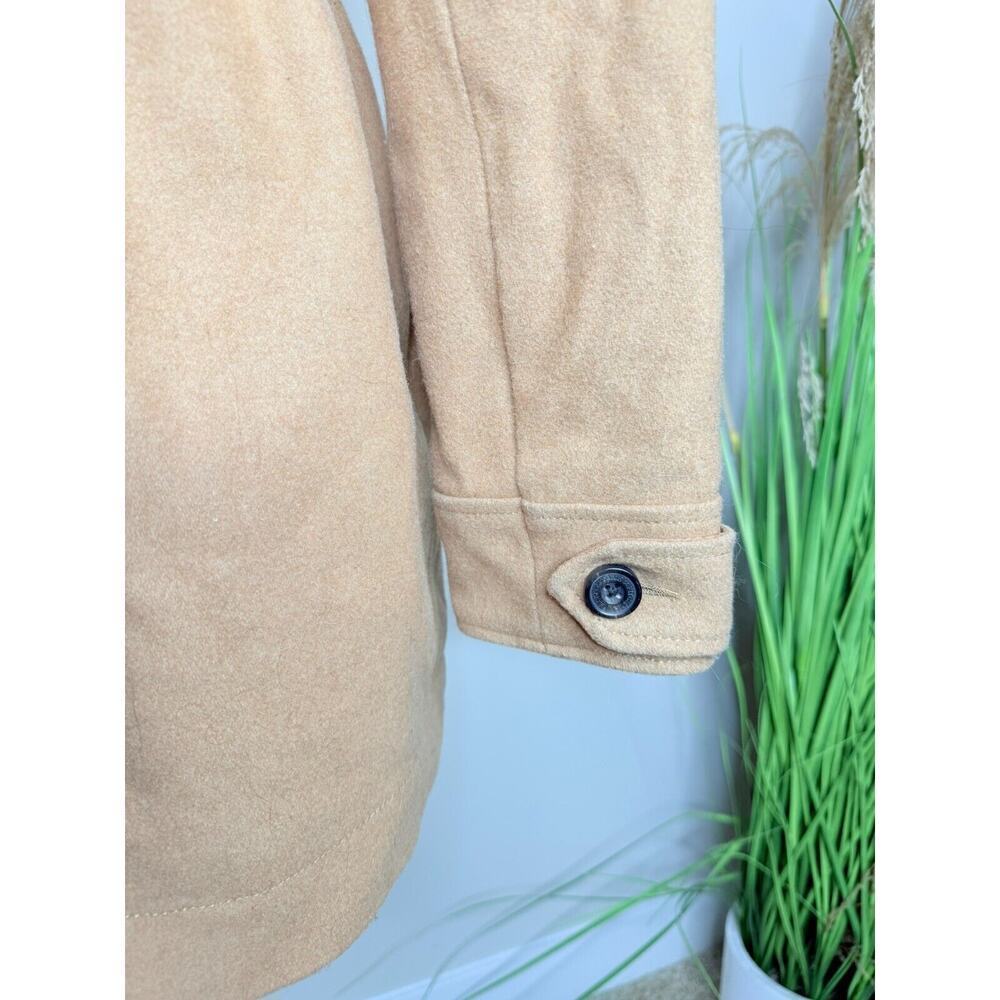 Abercrombie & Fitch Hooded Fur Trim Wool Toggle Peacoat Parka Womens M Camel Tan - Picture 9 of 13